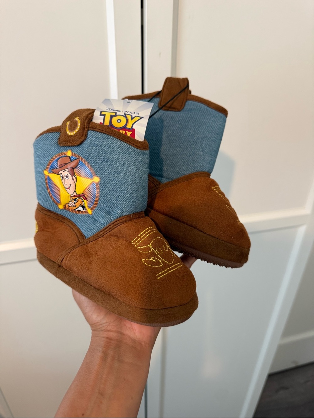 Disney Woody Brown and Blue Kids Boot Slippers